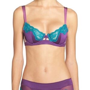 unVeiled by Felina Purple with Teal lace Bra, Womens size 34/C